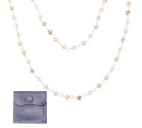 FASHEWELRY 3.28 Ft Natural Cultured Freshwater Pearl Beaded Chains Real 18K Gold Plated Pearl Chains for Permanent Jewelry Making with 1Pc Square Velvet Jewelry Bags