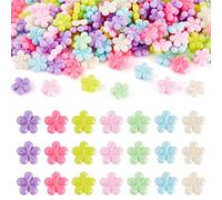FASHEWELRY 300Pcs Cute Acrylic Flower Beads Candy Color Floral Loose Spacers Beads Kawaii Flower Craft Bead Bulk for Jewelry Making DIY Summer Crafts Bracelet Necklace Earring Keychain