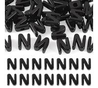 FASHEWELRY 30Pcs Black Large Letter Beads 21mm Big Alphabet Bead Spacer - Chunky Single Letter N Paracord Beads for Keychains Bag Charm Kit Phone Chains Bracelets Necklaces Shoelaces