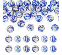 FASHEWELRY 30Pcs Round Lampwork Glass Beads 10mm Handmade Gold Sand Glass Beads Loose Spacer Ball Craft Bead for DIY Bracelet Necklace Earring Jewelry Making Supplies Royal Blue