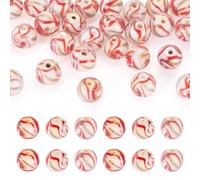 FASHEWELRY 30Pcs Round Lampwork Glass Beads 10mm Handmade Gold Sand Glass Beads Loose Spacer Ball Craft Bead for DIY Bracelet Necklace Earring Jewelry Making Supplies FireBrick