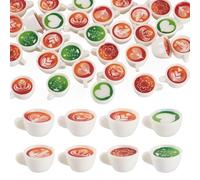 FASHEWELRY 32Pcs White Resin Mini Coffee Cups Christmas Latte Art Coffee Mug Matcha Cup Dollhouse Miniatures for Keychain Halloween Xmas Party Decor Ornaments