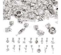 FASHEWELRY 34Pcs 17 Styles Alloy European Cup Charms Assorted Teapot Tea Cup Goblet Drink Coffee Charms Antique Silver Metal Pendants for DIY Craft Bracelets Necklace Jewelry Making Supplies