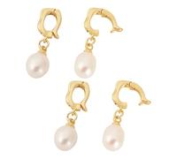 FASHEWELRY 4 Pcs Cultured Freshwater Pearl Pendants Oval Natural Pearl Charms 17mm Pearls Dangle Charms with Brass Findings for Earring Bracelet Necklace DIY Jewelry Making
