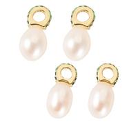 FASHEWELRY 4 Pcs Natural Cultured Freshwater Pearl Charms Floral White Rice Pearl Pendants 14mm Pearls Dangle Charms for Earring Bracelet Necklace DIY Jewelry Making