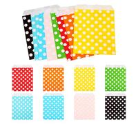 FASHEWELRY 40 pcs Colorful Candy Paper Bags Polka Dot Pattern Cake Snack Storage Bags No Handles for Present Wrapped Christmas Birthdays Wedding Party Favor 18x13cm