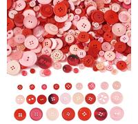 FASHEWELRY 400-600 Pcs Resin Buttons 7-25mm Colorful Resin Sewing Craft Manual Button 2 Hole 4 Holes for DIY Knitting Crochet Crafting Handmade Ornament, Red