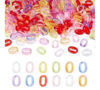 FASHEWELRY 400Pcs Acrylic Linking Rings Oval Plastic Chain Links Candy Color Twist Quick Link Earring Chain Connectors for Cable Chains Jewelry Making Necklace DIY Crafting