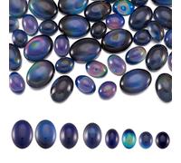 FASHEWELRY 40Pcs Translucent Glass Cabochons Flat Oval Temperature Sensing Color Changing Cabochon Beads Black for Necklace Ring Jewellery Making