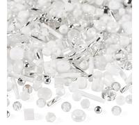 FASHEWELRY 50G White Clear Assorted Glass Seed Beads Set Mixed Shaped Crystal Glass Bead Bulk Multiple Sizes Craft Beads for Jewelry Making Supplies Bracelet Necklace Earring DIY Weaving