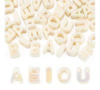 FASHEWELRY 50Pcs 3D UV Plating Opaque Acrylic Letter Beads A E I O U Large Hole Vowel Letter Beads Old Lace for Necklace Keychain Jewelry Making DIY Crafts