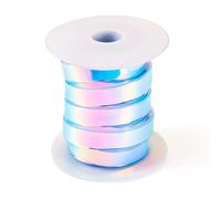 FASHEWELRY 5M 12mm Colorful Iridescent PVC Ribbon Waterproof Rainbow Rubber Ribbon Trim for DIY Art Crafts Wristlet Straps Lanyard Party Festival Decoration, WhiteSmoke