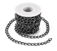 FASHEWELRY 5M Black Oval Link Metal Cable Chains 11.5x8x1.7mm Aluminum Curb Chain Unwelded Twisted Chains with Spool for Necklace Bracelet Jewelry Making