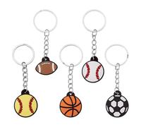 FASHEWELRY 5Pcs Keychain Making Kits Sports Party Favors Charm Plastic Sport Theme Keychains Mini Sports Balls Flatback Sport Charms for Keychain Bags School Reward Party Favors