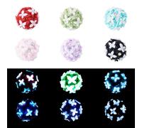 FASHEWELRY 6Pcs Polymer Clay Rhinestone Focal Beads for Pen, 18-19mm Round with Butterfly Sprinkle Beads Glow in The Dark Loose Spacer Bead for DIY Beadable Pen Keychain Bracelet Jewelry Making