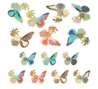 FASHEWELRY 7Pcs Flower With Butterfly Charms 7 Colors Insect Alloy Enamel Big Pendants Flying Animal Flat Back Metal Enamel Charms For DIY Jewelry Making