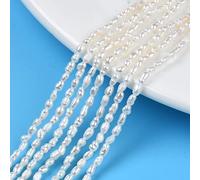 Fashewelry 80pcs Natural Cultured Freshwater Pearl Beads Seashell Color Pearl Rice Beads 2.5-4.5mm for DIY Jewellery Making