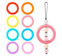 FASHEWELRY 8Pcs Silicone O Rings 65mm Round Rubber Bead Loop Silicone Focal Bead for DIY Lanyard Keychain Jewelry Making Hanging Ornaments
