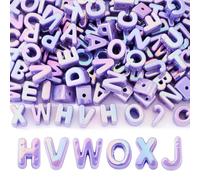 FASHEWELRY 90Pcs 20mm Big Letter Beads Lavender Large Alphabet Beads for Bracelets Making, UV Plating Iridescent 3D Initials Paracord Bead for Keychains Bag Charm Kit Shoelaces