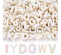 FASHEWELRY 90Pcs Large Letter Beads UV Plating Creamy White Big Alphabet Bead Paracord Beads for Keychains Bag Charm Kit Phone Chains Bracelets Shoelaces