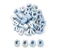 FASHEWELRY 90Pcs Large Letter Beads UV Plating Dusty Blue Big Alphabet Bead Paracord Beads for Keychains Bag Charm Kit Phone Chains Bracelets Shoelaces