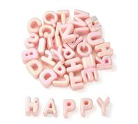 FASHEWELRY 90Pcs Large Letter Beads UV Plating Misty Rose Big Alphabet Bead Paracord Beads for Keychains Bag Charm Kit Phone Chains Bracelets Shoelaces