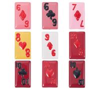 FASHEWELRY 9Pcs Playing Card Poker Beads Lampwork Glass Enamel Beads Rectangle 3D Kandi Bead for Earrings Keychains Crafts DIY Jewelry Making Supplies Red Pink