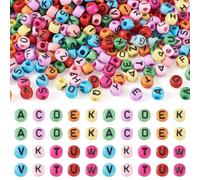 FASHEWELRY About 1333Pcs Colorful Flat Round Acrylic Letter Beads 7x5mm Large Hole A-Z Initial Alphabet Beads for DIY Crafts Friendship Bracelet Necklace Jewelry Making