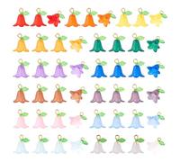 FASHEWELRY Acrylic Flower Pendants Green Leaf Flower Dangle Earring Pendants Trumpet Lily Bell Floral Pendant Colorful Crystal Beads Pendant for DIY Crafts Necklace Earring Jewelry Making, Acrylic, No