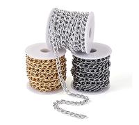 FASHEWERLY 49Feet Aluminum Curb Chain 3 Colors Twisted Chunky Link Chains Bulk with Spool for DIY Bag Straps Jewelry Making Chains Necklaces