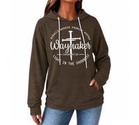 FASHGL Christian Hoodie for Women Religious Faith Sweatshirt Inspirational Pullover Tops Bible Verse Long Sleeve Tops, Brown-1, S