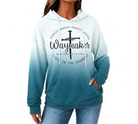 FASHGL Christian Hoodie for Women Religious Faith Sweatshirt Inspirational Pullover Tops Bible Verse Long Sleeve Tops, Green, Large