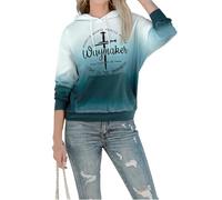 FASHGL Women Waymaker Sweatshirt Miracle Worker Promise Keeper Hoodie Christian Faith Pullover Hooded Long Sleeve Top, Green, Large