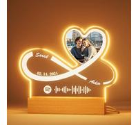 Fashimontr Personalised Infinity Love Song LED Light - Custom Acrylic Lamp with Photo & Spotify Code, Anniversary or Valentine’s Gift for Couples