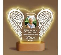 Fashimontr Personalised Memorial Night Light with Angel Wings - Custom Photo & Name | Remembrance LED Lamp, Sympathy Gift for Loss of Loved One