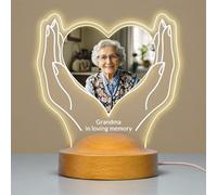 Fashimontr Personalized Memorial Light with Custom Photo, Heart Hands LED Night Light, Soft Warm Glow for Honoring Loved Ones Forever