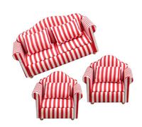 Fashion 1/12 Dollhouses Furniture Double Couch Armchair Figurine Set For Miniature Living Room And Bedroom Decoration Miniature Display Furniture