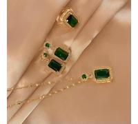 Fashion 18K Gold Plated Crystal Earrings Necklace Women Pendant Wedding Jewelry-#7