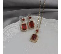 Fashion 18K Gold Plated Crystal Earrings Necklace Women Pendant Wedding Jewelry-#8