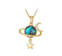 Fashion 18K Plated Planet Pendant, Golden Crescent Moon Butterfly, Starry Sea, Super Immortal Planet, Dreamy Starry Sky, Octagonal Starry Sky Walking Astronaut, Star Necklace Pendant, Gift for Women