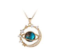 Fashion 18K Plated Planet Pendant, Golden Crescent Moon Butterfly, Starry Sea, Super Immortal Planet, Dreamy Starry Sky, Octagonal Starry Sky Walking Astronaut, Star Necklace Pendant, Gift for Women