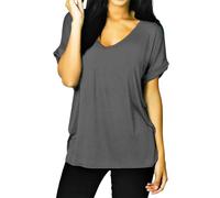 Fashion 1st New Ladies Women V Neck Turn up Short Sleeve Baggy T-Shirt Top Plus Size UK 8-26