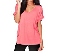 Fashion 1st Womens Oversize Fit V Neck Top Ladies Baggy Plus Size Batwing Casual T Shirt Sizes 8-120
