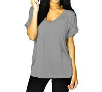 Fashion 1st New Ladies Women V Neck Turn up Short Sleeve Baggy T-Shirt Top Plus Size UK 8-26