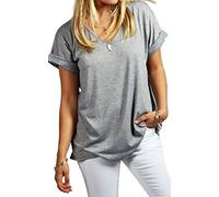 Womens Oversize Fit V Neck Top Ladies Baggy Plus Size Batwing Casual T Shirt sizes 8-24 (XXL UK 20-22, Light Grey)