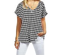 Fashion 1st Womens Oversize Fit V Neck Top Ladies Baggy Plus Size Batwing Casual T Shirt Sizes 8-24 (UK 24-26, Camouflage) (.Dogtooth.XL(16-18) UK)