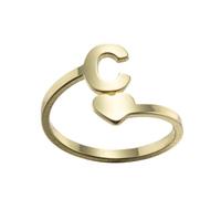 Fashion 26 English Letter Opening Rings Stainless Steel Girls Retro Jewelry Size 9 Ring Set (C, One Size)