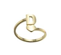 Fashion 26 English Letter Opening Rings Stainless Steel Girls Retro Jewelry Size 9 Ring Set (D, One Size)