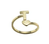 Fashion 26 English Letter Opening Rings Stainless Steel Girls Retro Jewelry Size 9 Ring Set (T, One Size)