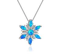 Fashion 3 Colors Opal Silver 925 Jewelry Gemstones Pendant Necklace For Women Blue White Pink Dating Female Blue